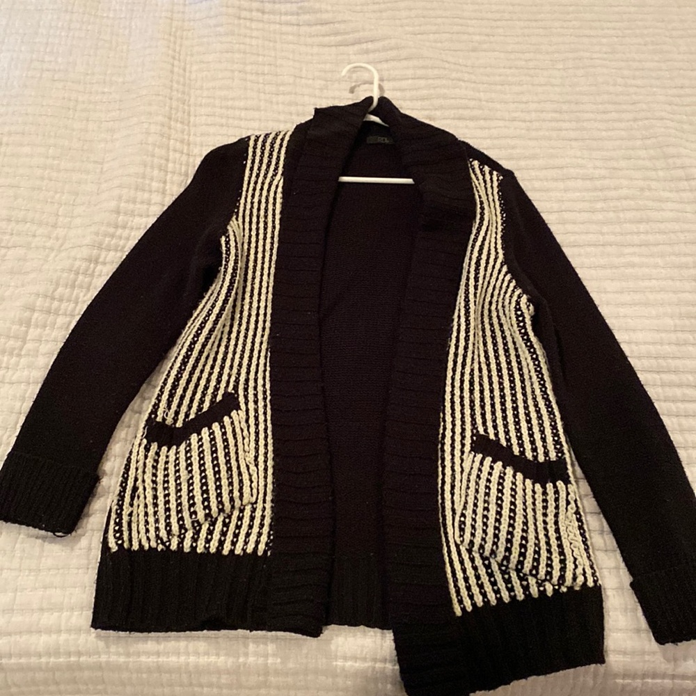 Black and off white cardigan